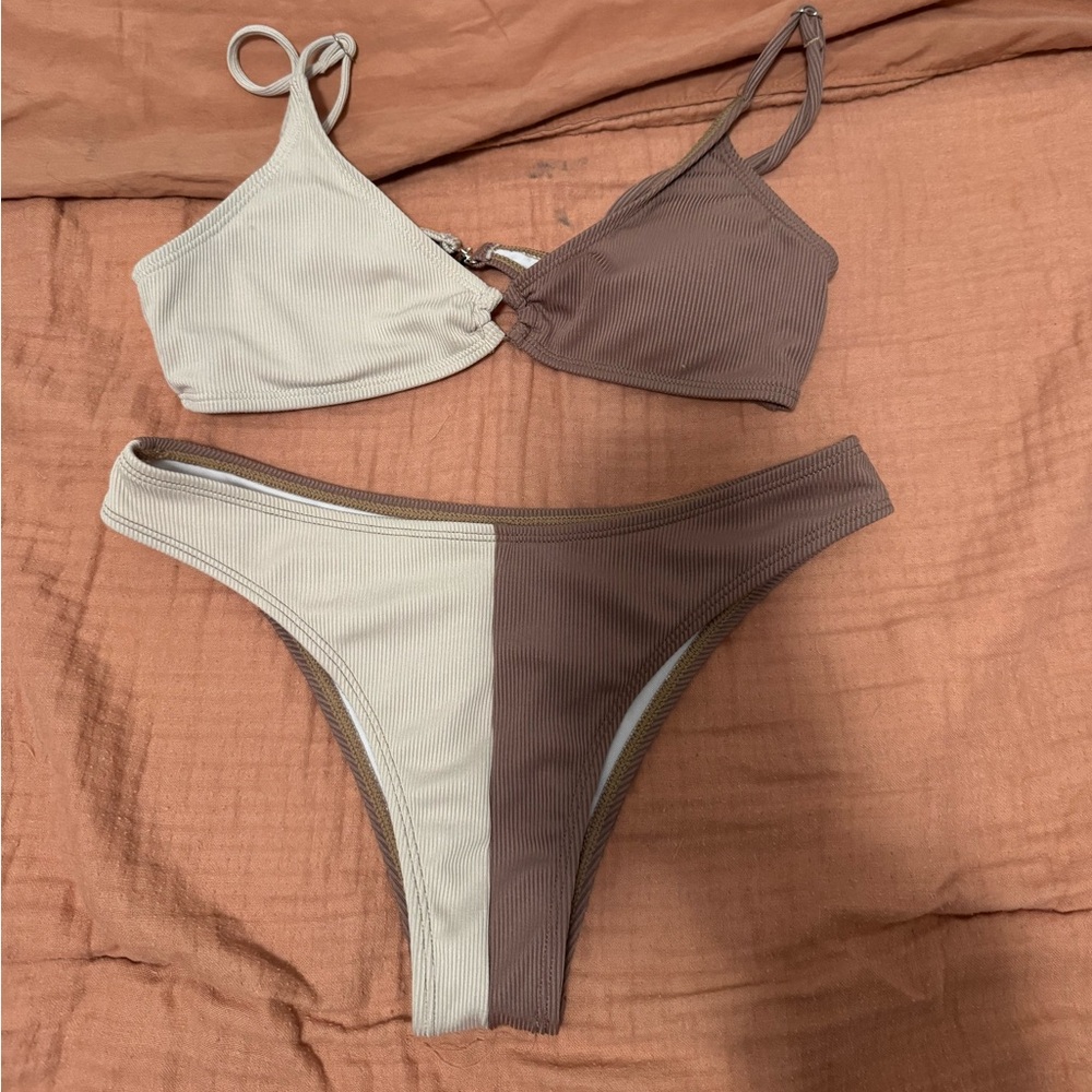 Zara Brown and Cream Bikini Set